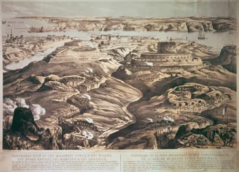 Panoramic View of the Malakoff Tower and Out Works, the Redan Battery, the Mamelon and the Quarries, Pub. 1855 by Stannard and Dixon